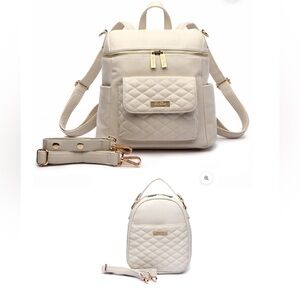 Lulibebe PETIT DIAPER BAG PEARL WHITE and snack bag.